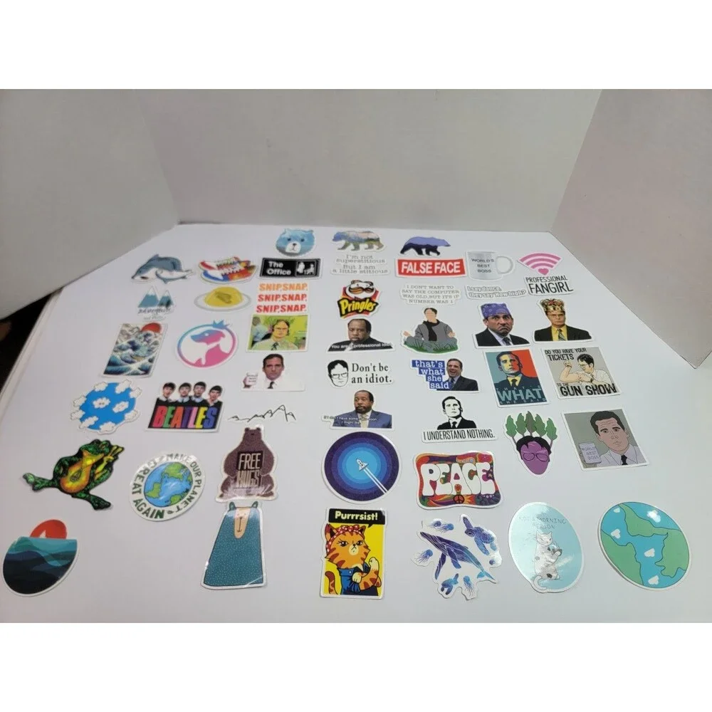 45 Vinyl Sticker Lot The Office Beatles Nature Animals Peace Laptop Water Bottle